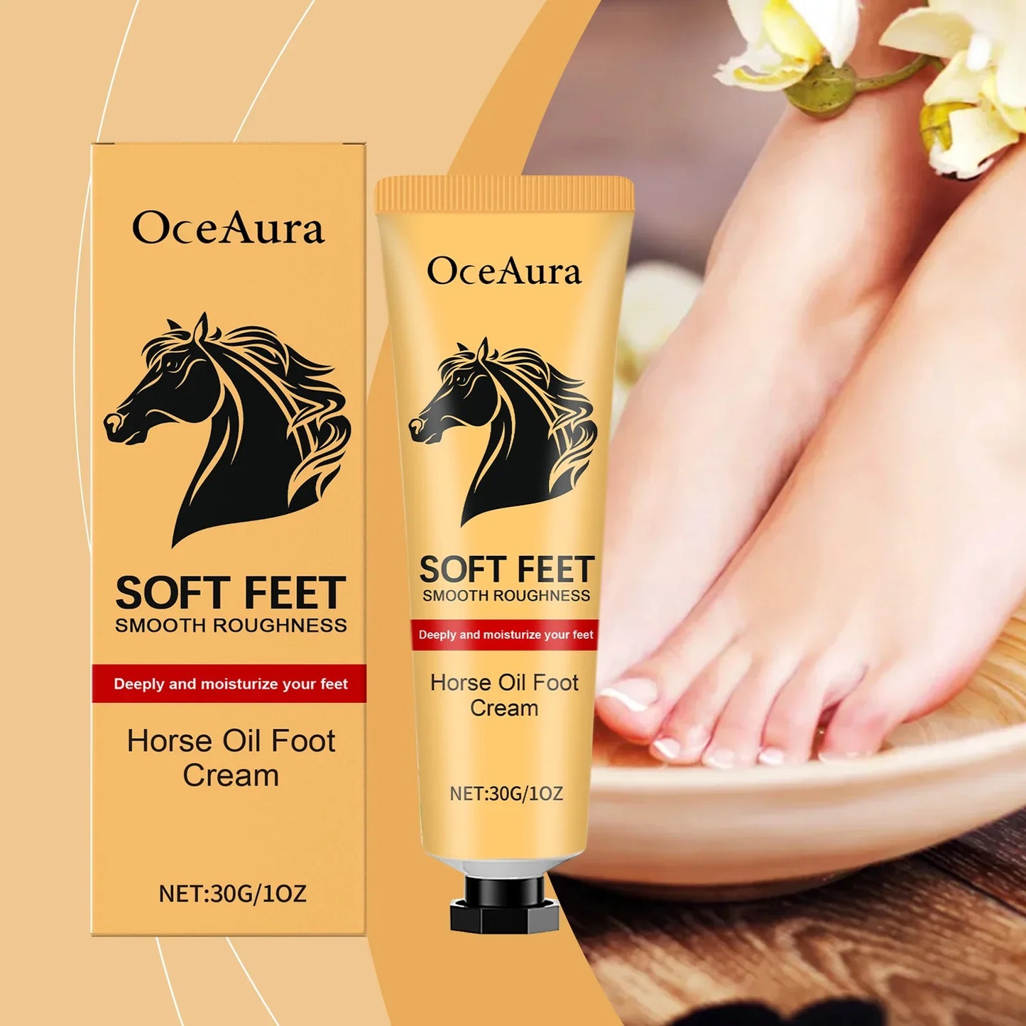 OceAura Horse Oil Foot Cream – Heel Repair & Callus Softener