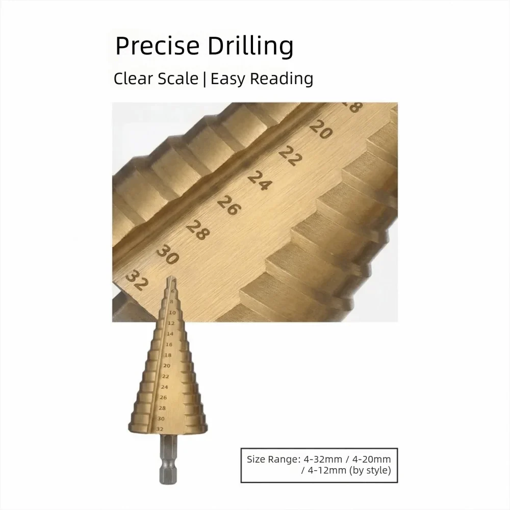 3-Piece HSS Titanium Step Drill Bit Set – Multiple Hole Sizes