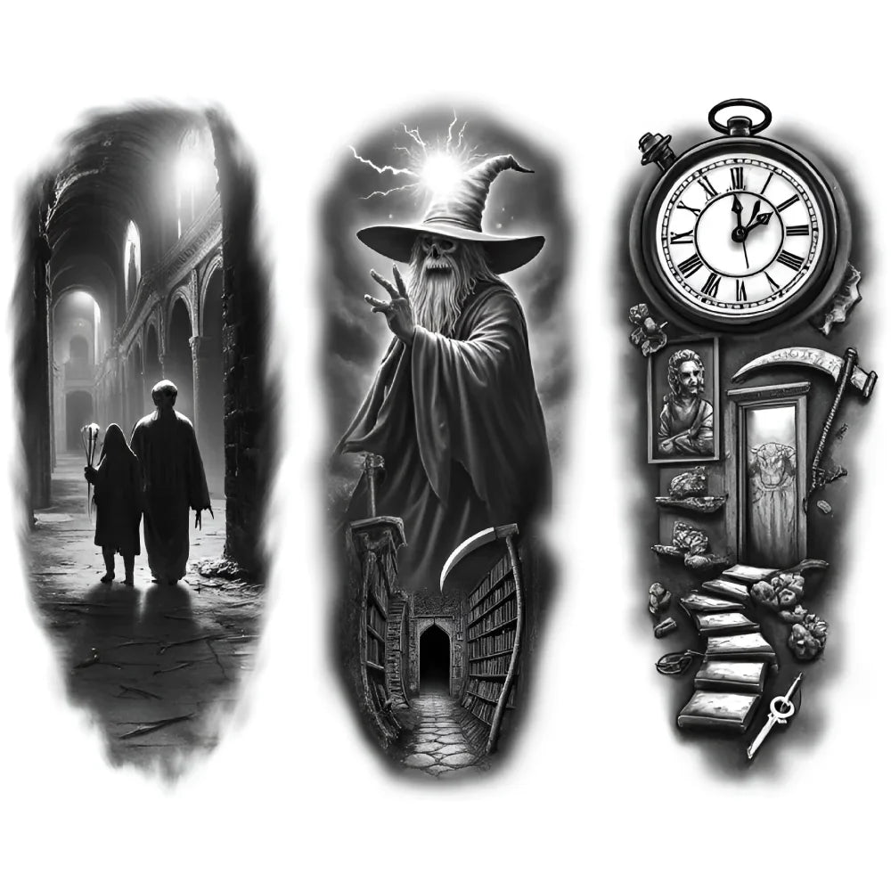3-Pack Gothic Temporary Tattoos – Waterproof Dark Symbol Body Art