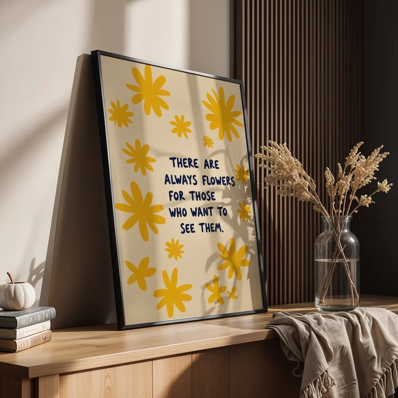 Bohemian Yellow Floral Quote Canvas Wall Art | Home Decor
