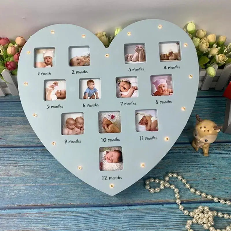 Baby's First Year Photo Frame with Light | 12 Month Milestone