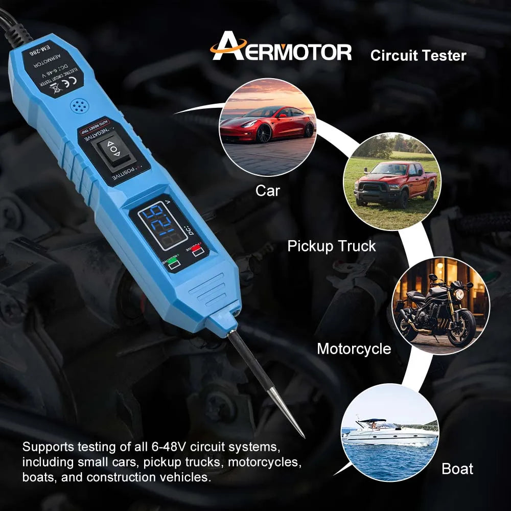 Automotive Circuit Tester Voltage Display LED Probe Kit 6-48V