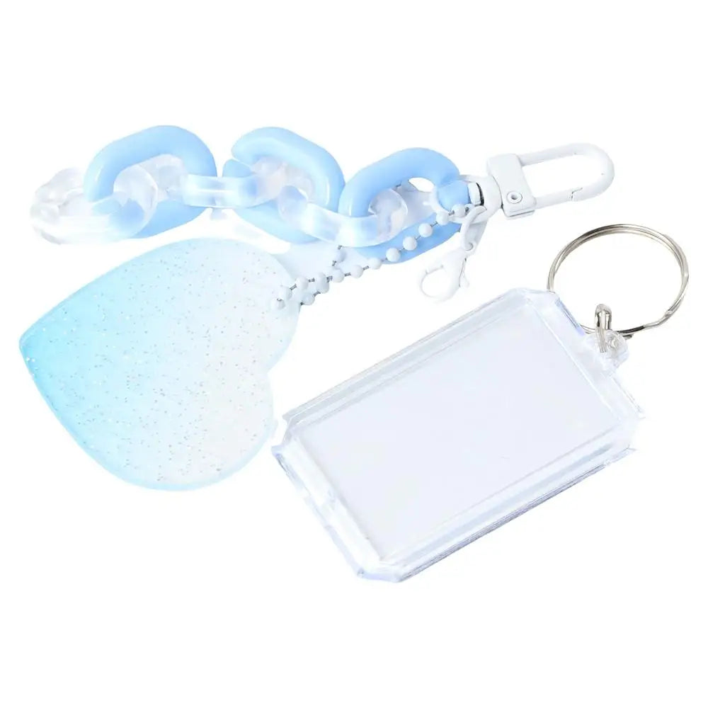 Protector Collect Transparent Album Photo Card Idol Photo Sleeves Photocard Holder Card Sleeves Keychain ID Holder Pendant Peaceful Pleasures Health and Wellness blue-with pendant