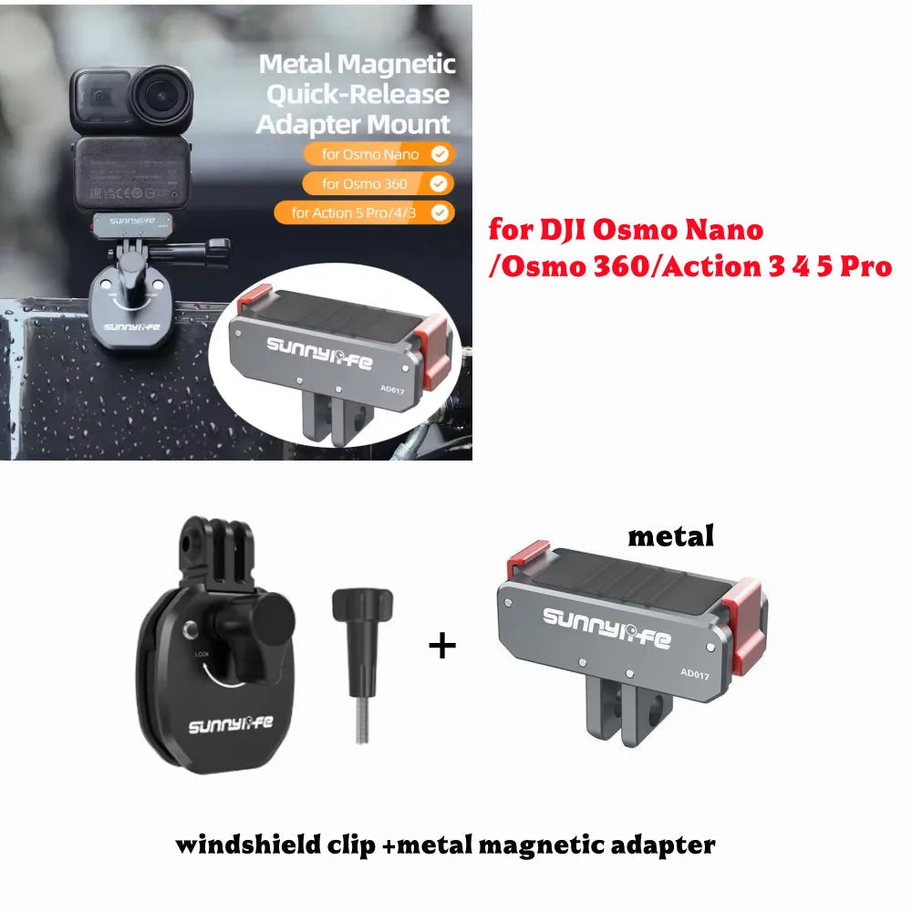 Sunnylife Metal Windshield Clip Mount for GoPro, DJI & Insta360