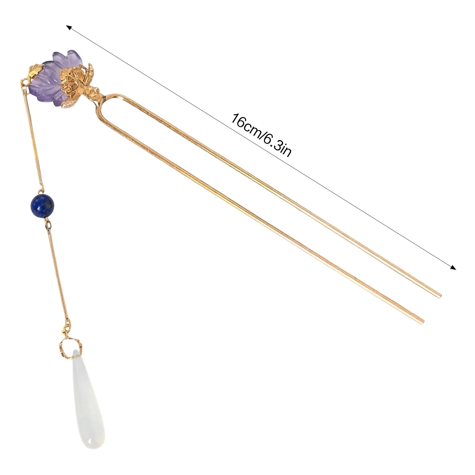 Purple-Lotus Tassel Hairpin For Hanfu Cheongsam Traditional Hairstyle Accessory Peaceful Pleasures Health and Wellness