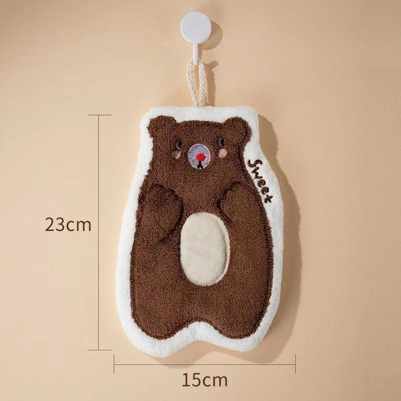 Kawai Hand Towel Absorbent Kitchen Towel Hand Cloth Bathroom Hand Cloth Cartoon Hand Towels Convenient Hanging Towel for Hand Peaceful Pleasures Health and Wellness bear