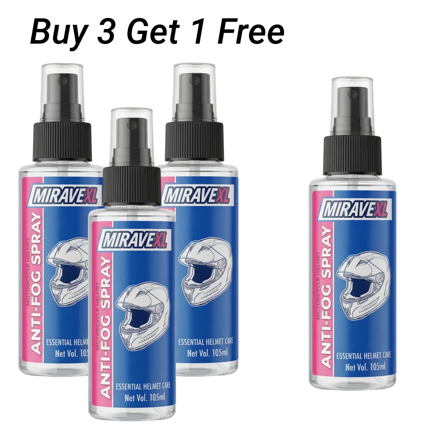 105ML Premium Anti-Fog Treatment Long-Lasting Intensive Anti-Mist Spray for Motorcycle Helmet Visors Goggles and Glasses Peaceful Pleasures Health and Wellness 4PCS