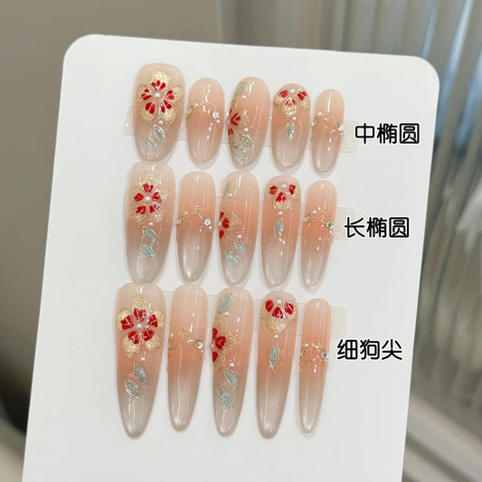 YADORNOS Chinese Style Press On Nails | Cat's Eye Almond 10pc Press On Nails Peaceful Pleasures Health and Wellness