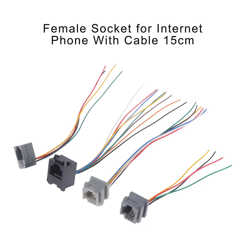 RJ11 RJ12 RJ45 Female Socket Wall Plate 15cm Cable – 5 Pack