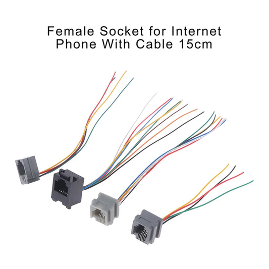 RJ11 RJ12 RJ45 Female Socket Wall Plate 15cm Cable – 5 Pack Network Wall Socket Peaceful Pleasures Health and Wellness