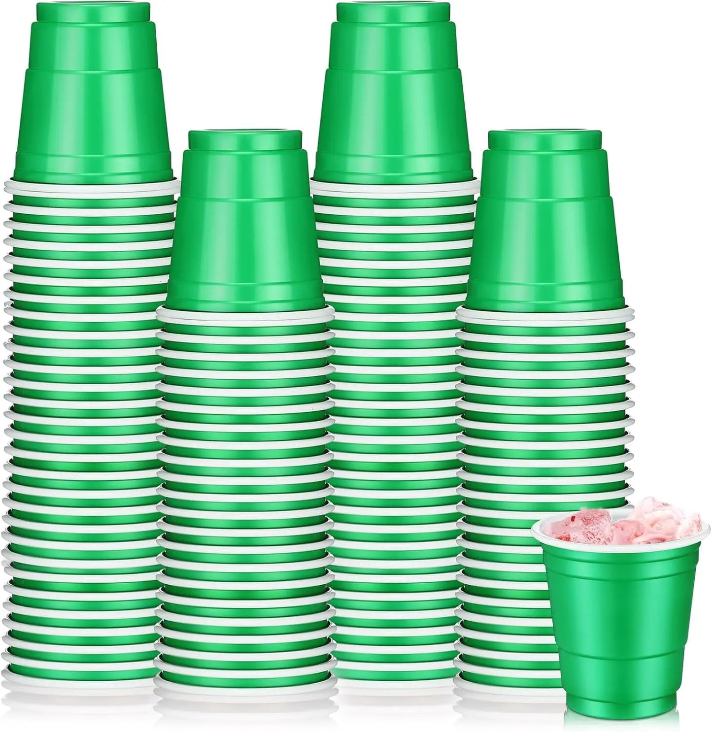 200Pack 2OZ Mini Party Cups Plastic Shot Glasses Red Disposable Cups for Christmas Birthday Wedding Holiday Celebrating Party Peaceful Pleasures Health and Wellness Green 50ml