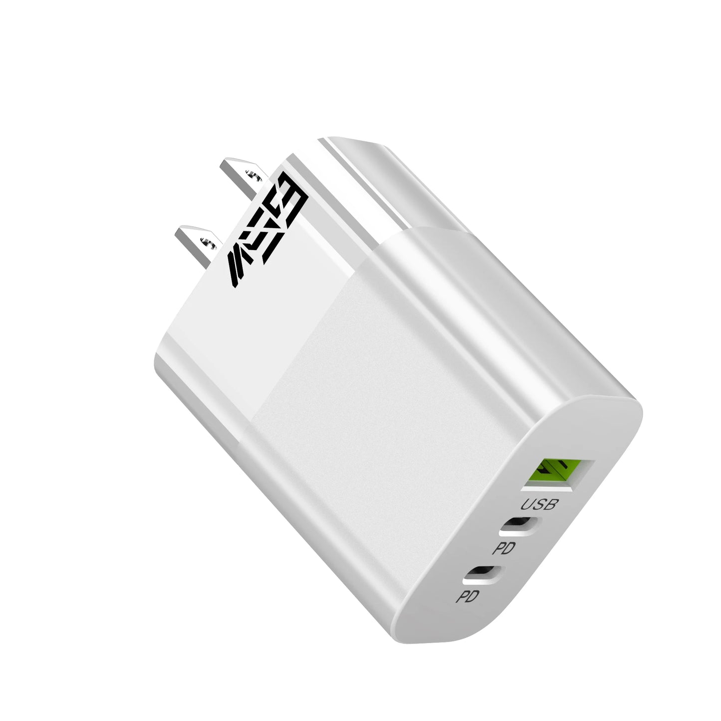 65W PD Fast Charger 3-Port USB-A Dual USB-C Wall Adapter Peaceful Pleasures Health and Wellness US White