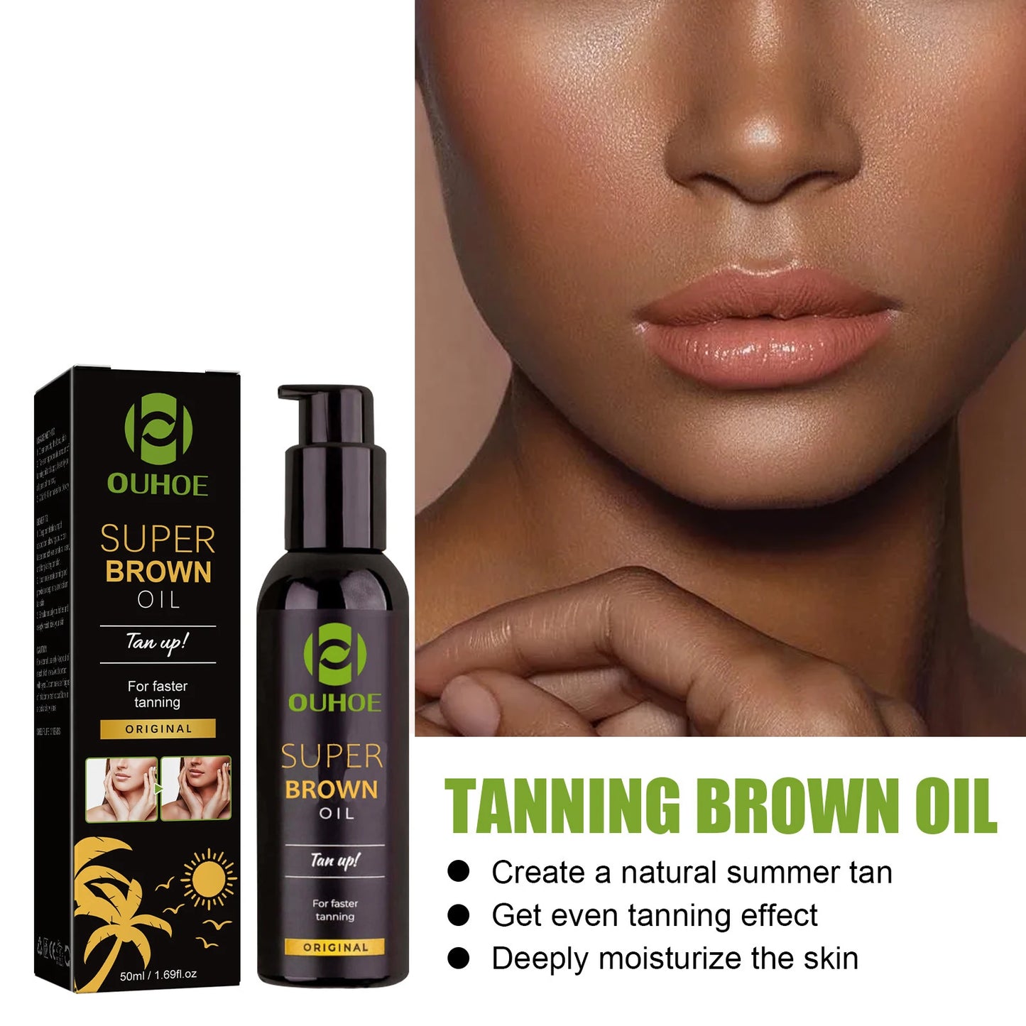 Ouhoe Dark Tanning Oil – Bronze Glow & Moisturizing Self Tan