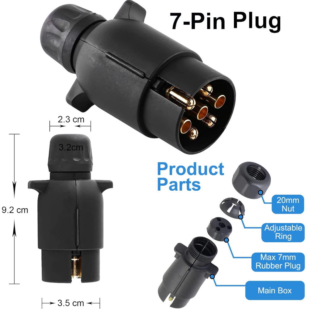 13 Pin to 7 Pin 12V Trailer Plug Adapter | Waterproof Connector
