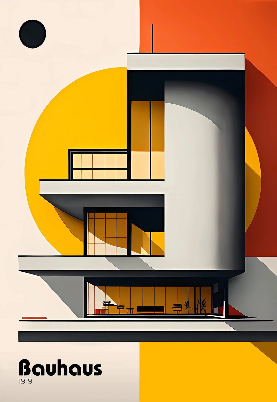 Fallingwater Bauhaus Architecture Abstract Canvas Wall Art Print