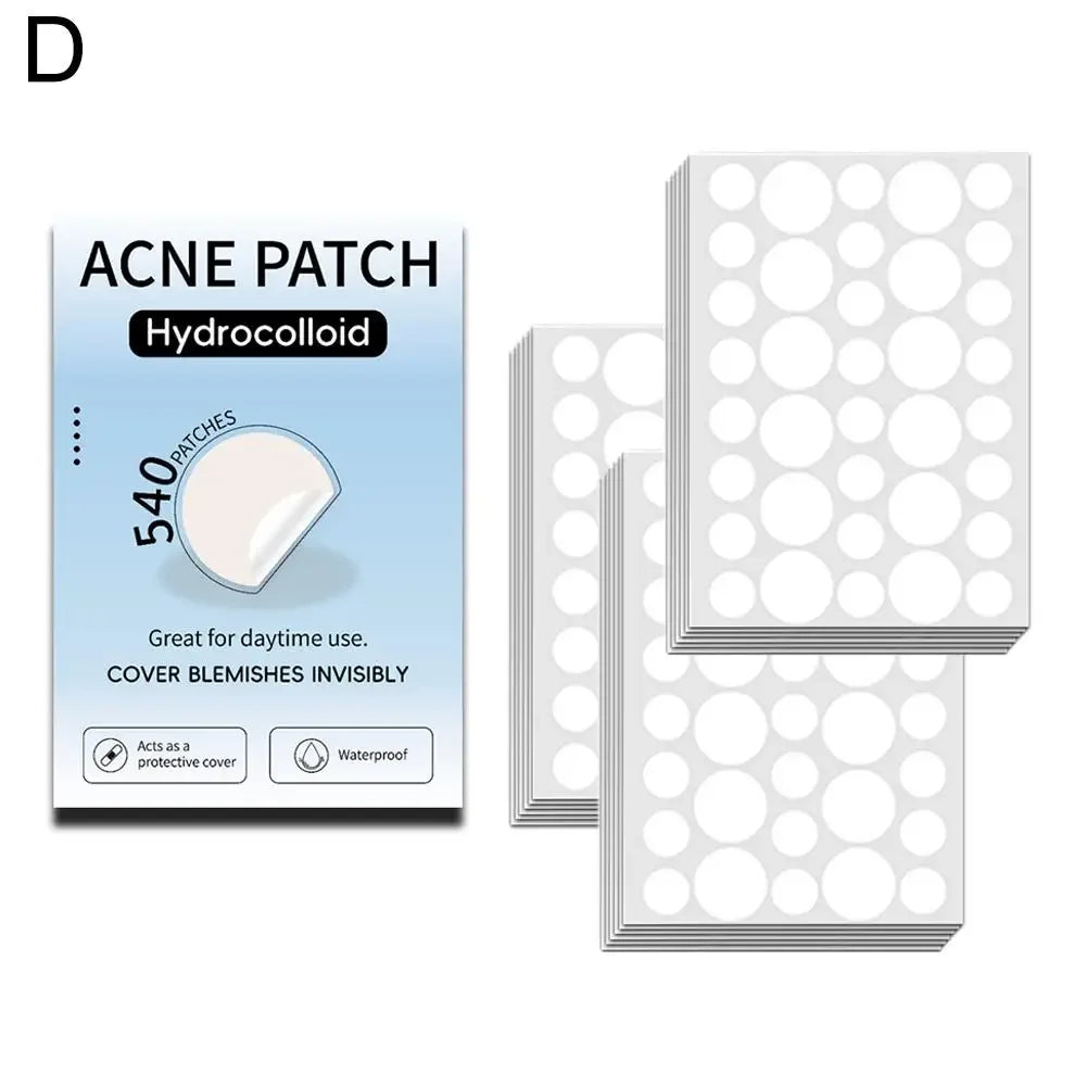 Mixed Sizes Hydrocolloid Acne Pimple Patches Invisible Acne Circle/Star/Heart Stickers For Face Zits, Blemish Spots Skin Care Peaceful Pleasures Health and Wellness D-540pcs