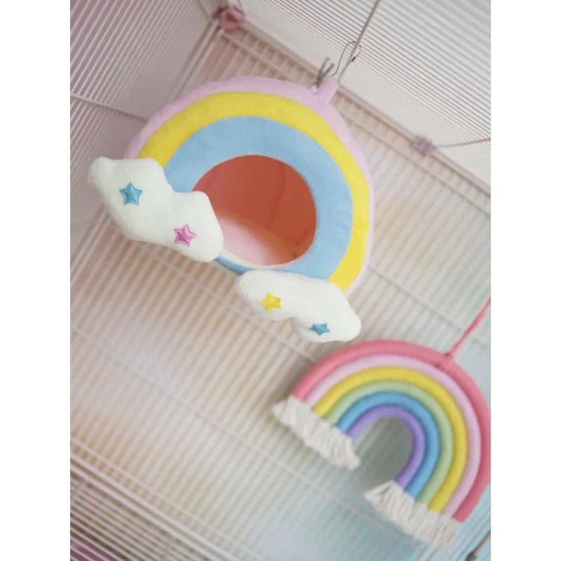 Rainbow Pet Nest for Sugar Gliders & Hamsters | Cozy Hideout Small Animal Nest Peaceful Pleasures Health and Wellness