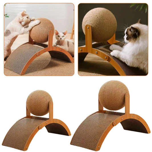 Cat Scratching Ball On Stand 360° Rotating Interactive Fun Small Apartment Space Saver Peaceful Pleasures Health and Wellness Large