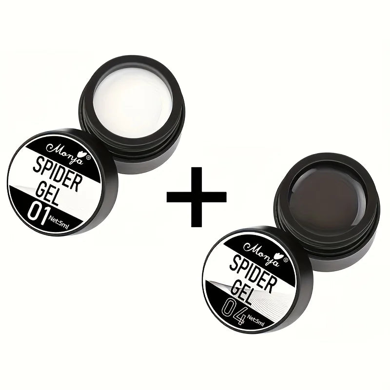 Nail Art Drawing Gel, Elastic Drawing Nail Polish Gel, Carving and Painting Line Drawing Gel, Black and White Peaceful Pleasures Health and Wellness 2Pcs