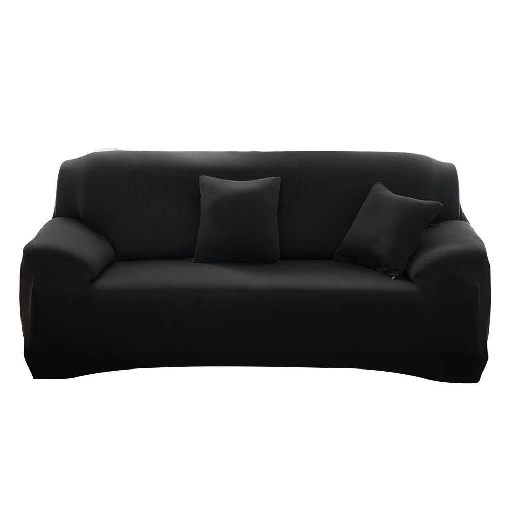 1/2/3/4 Seater Silk Cool Sofa Cover for Living Room L Shap Coner Couh Cover Spandex Extenble Furniture Protector From Cat Dog Peaceful Pleasures Health and Wellness Black 2-Seat 145-185cm