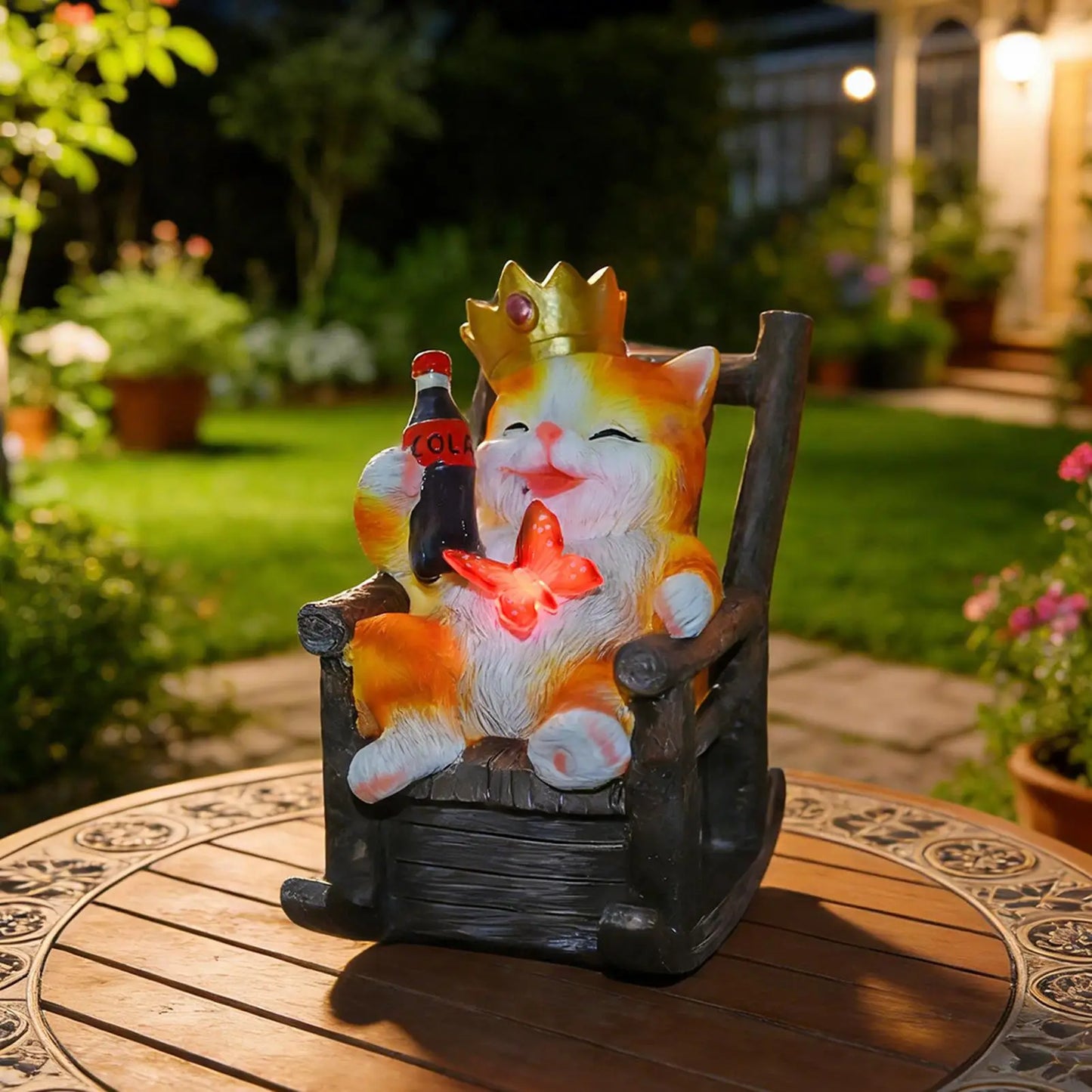 Solar Cat Garden Sculpture | Color-Changing LED Yard Statue Solar Garden Sculpture Peaceful Pleasures Health and Wellness
