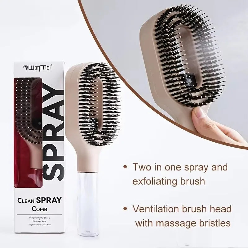 2-in-1 Multi-functional Spray Bottle Comb Wet Dry Scalp Massage Bristle Comb Salon Fluffy Modeling Comb Gift for Girl Women Peaceful Pleasures Health and Wellness