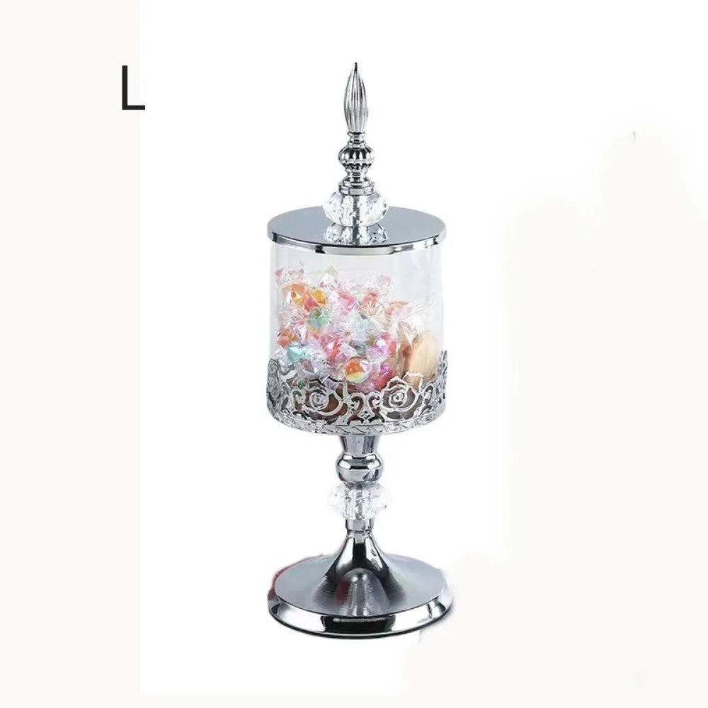 European Crystal Glass Candy Jar | Gold-Plated Lid Home Decor