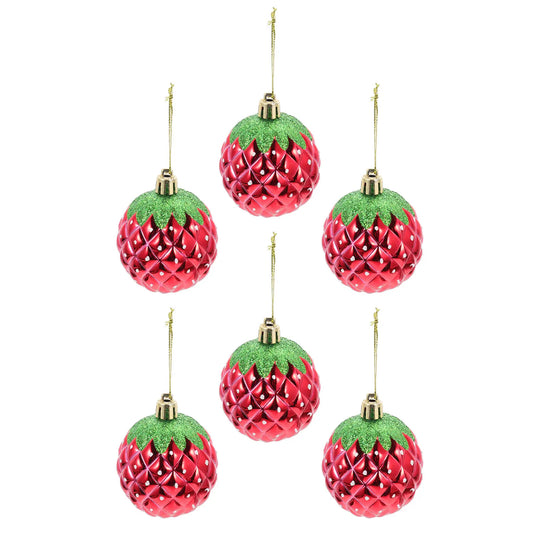6Pcs Strawberry Hanging Decorations Plastic Party Supplies Birthday Party Decor Colorful Pendant Fruit Ball Holiday Hanging Peaceful Pleasures Health and Wellness other other