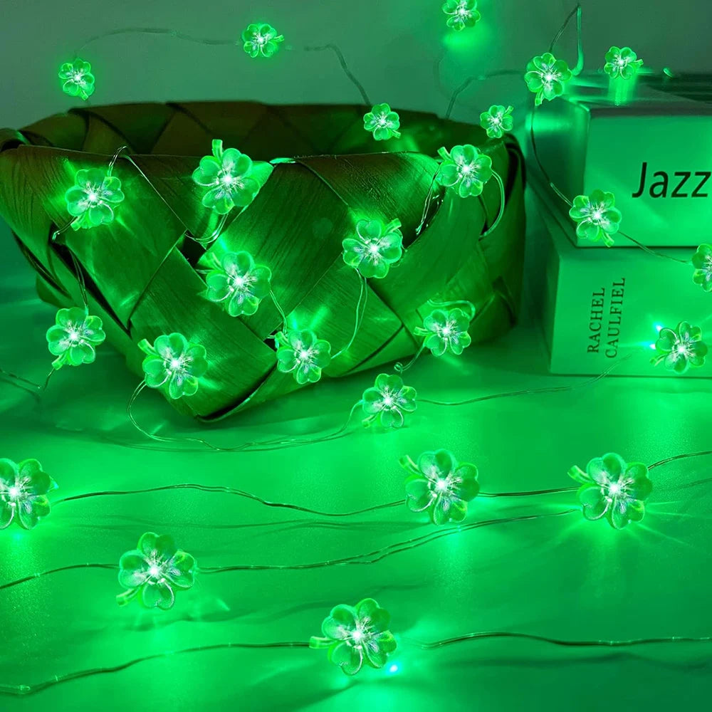 2M Four-Leaf Clover LED String Lights | Battery-Powered Decor
