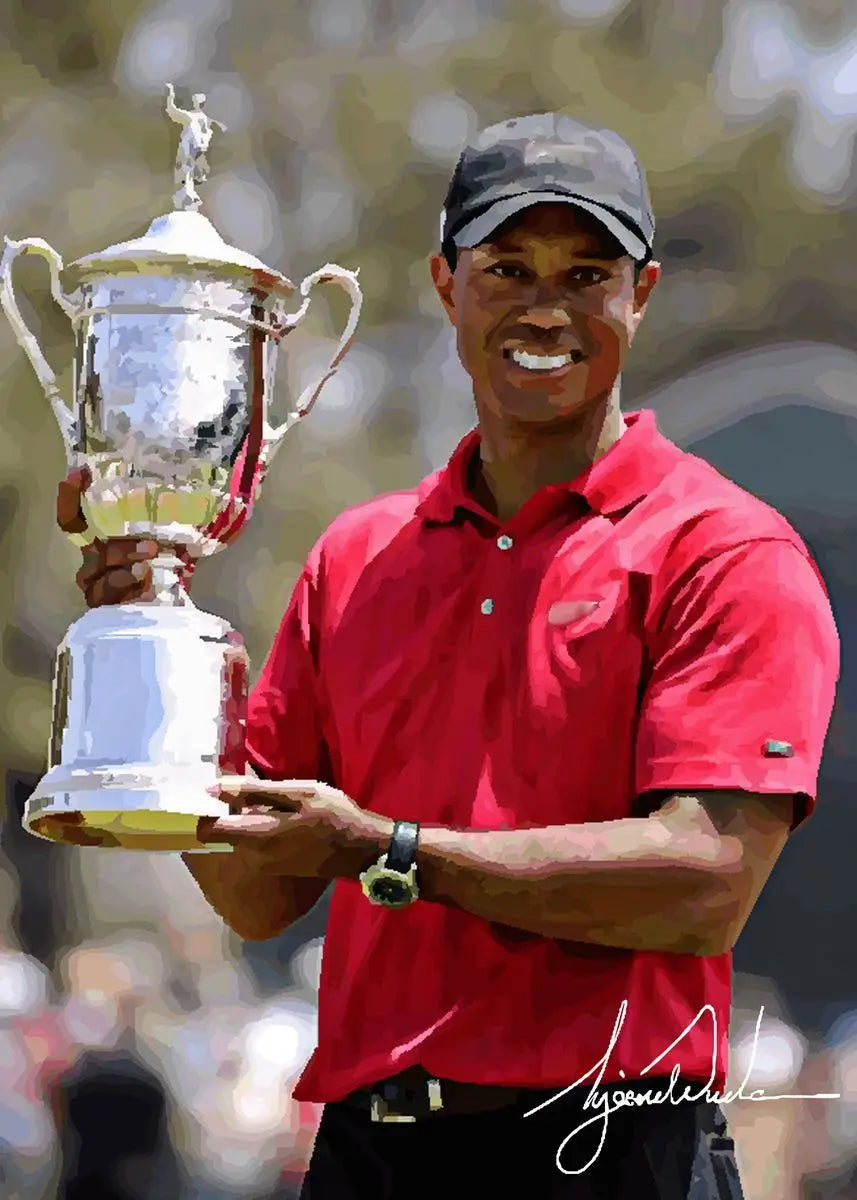 Tiger Woods Golf Portrait Canvas Wall Art | Fan Gift Poster