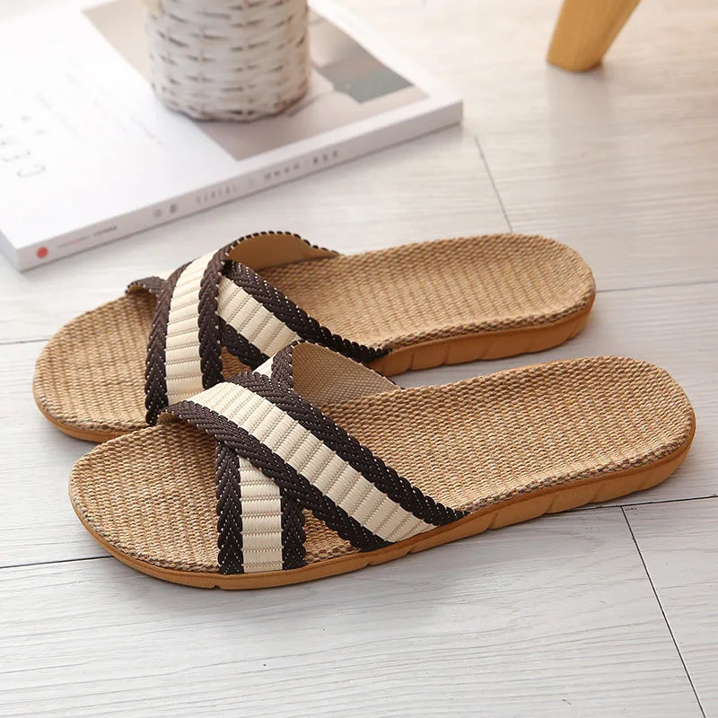 Men's Striped Slip-On Slides | Indoor, Beach & Shower Slippers
