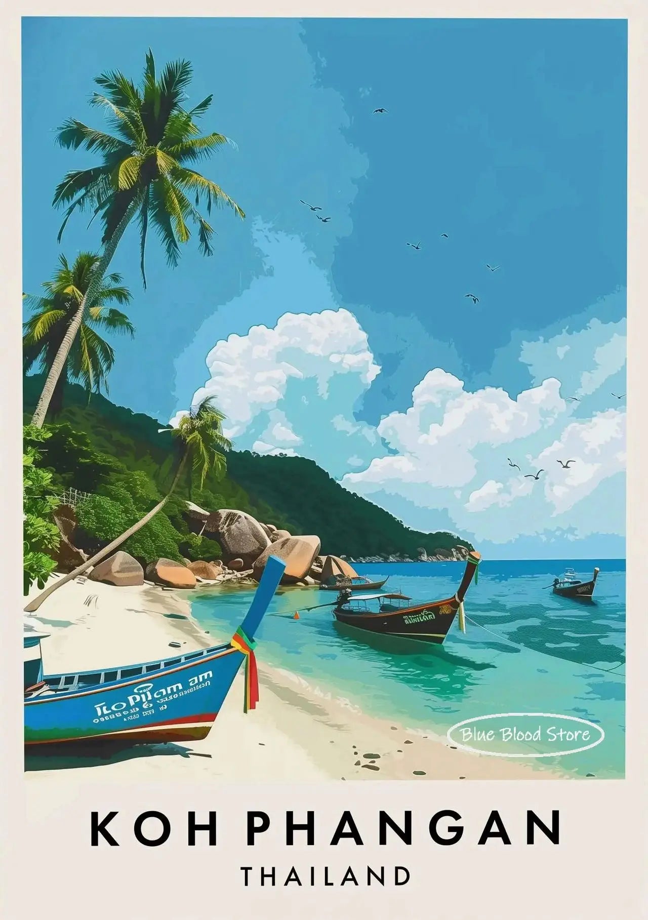 Thailand Travel Art Canvas Poster Phuket Chiang Mai Koh Phangan Bangkok City Landscape Asia Scenery Wall Art Painting Home Decor Peaceful Pleasures Health and Wellness 4 50x70cm Unframed