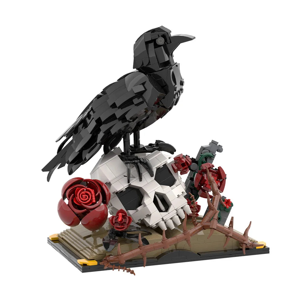 Gothic Crow Skull Roses MOC Building Blocks Set – 733 Pcs