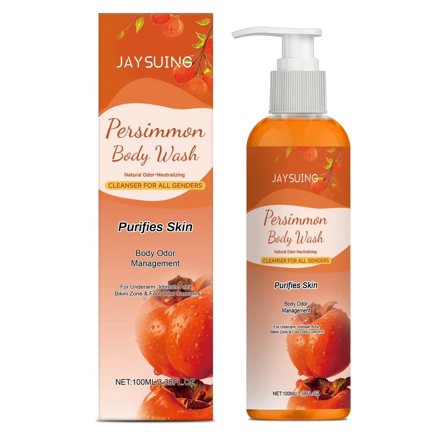 Persimmon Shower Gel Gentle Cleansing Deodorizing Exfoliating Maintain Skin Comfort Long Lasting Oil Control Fragrant Body Wash Peaceful Pleasures Health and Wellness 100ml boxed Moisturizing