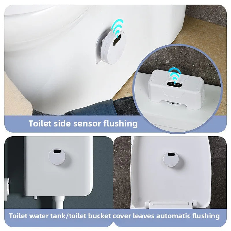 Household Smart Infrared Induction Toilet Flusher Set Charging Automatic Toilet Flush Push Free-Button Sensor Toilet Accessories Peaceful Pleasures Health and Wellness