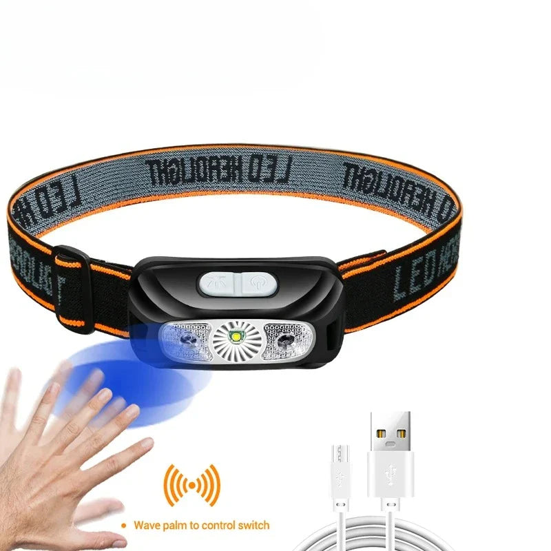 LED Sensor Headlamp USB Rechargeable 300LM – Camping & Fishing