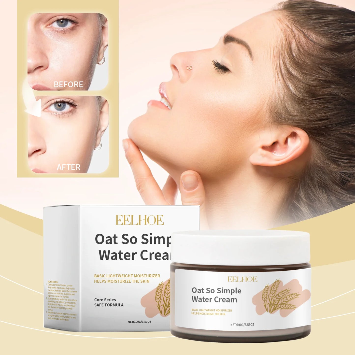 Oat Relief Face Cream – Hyaluronic Acid, Oil-Free, Sensitive Skin