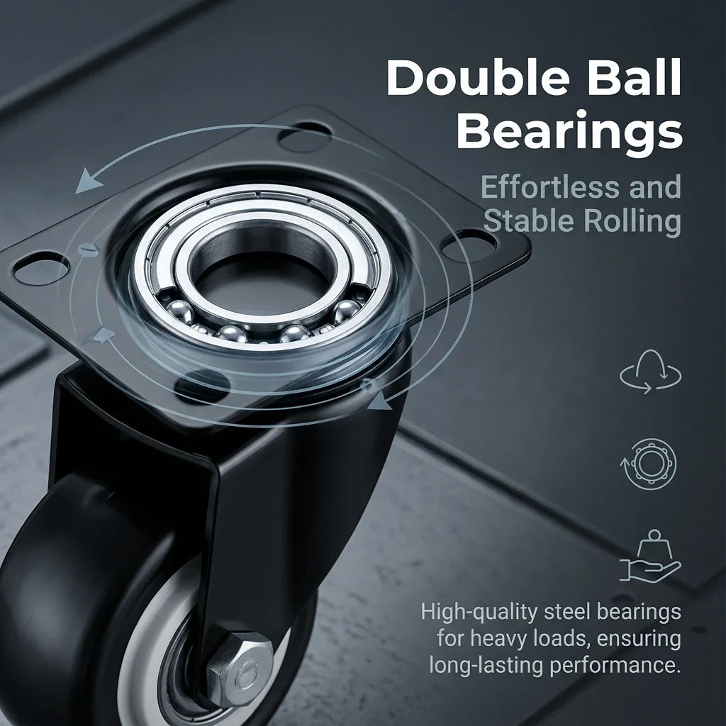 4-Pack 1.5" Silent 360° Swivel Furniture Caster Wheels