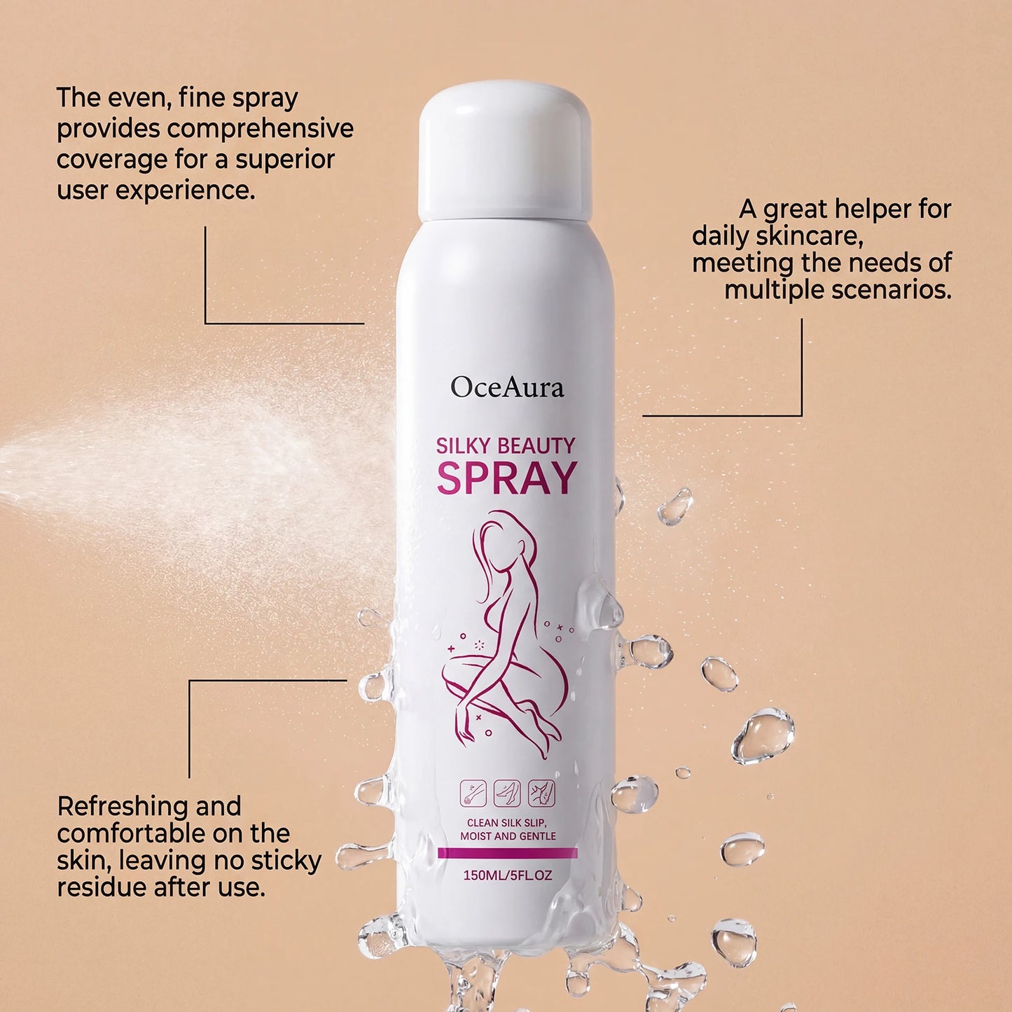 150ml Gentle Hair Removal Spray | Aloe, Glycerin & Pore Care