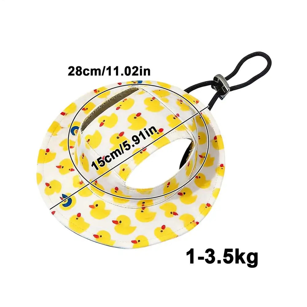 Adjustable Dog & Cat Sun Hat – UV Wide Brim Pet Cap