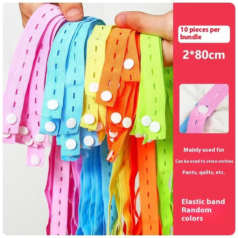 10-Pack Nylon Elastic Bands with Button Hole | Clothes Organizer Clothes Organizer Bands Peaceful Pleasures Health and Wellness 80CM