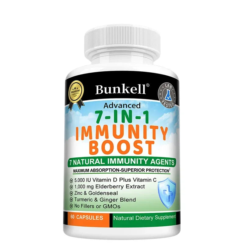 Elderberry Capsules 1000mg - Vitamin C Turmeric, Immune Support, Antioxidant, Energy & Skin Health, Improved Nutrient Absorption Peaceful Pleasures Health and Wellness 60 count-1 bottle