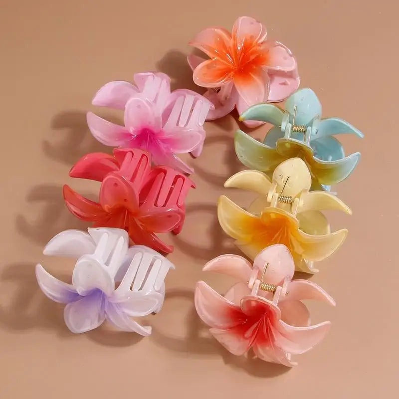 Hawaiian Flower Claw Clip – Colorful Resin Hair Clip for Women