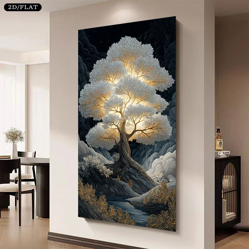 1pc Glowing Tree in Mystical Forest Canvas Frameless Hanging Poster Suitable for Living Room, Bedroom, Home Office Modern Decor Peaceful Pleasures Health and Wellness