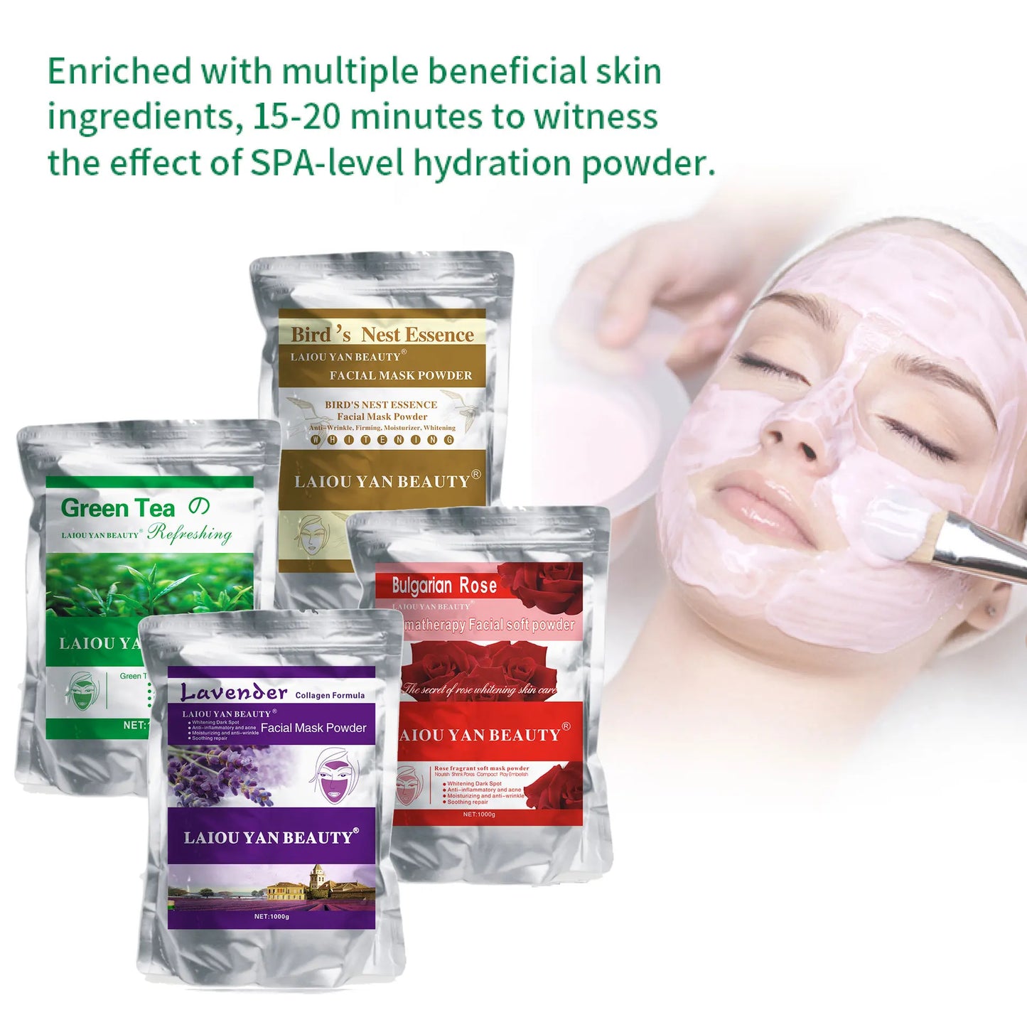 500g Pearl Whitening Jelly Mask Powder – Green Tea & Lemon