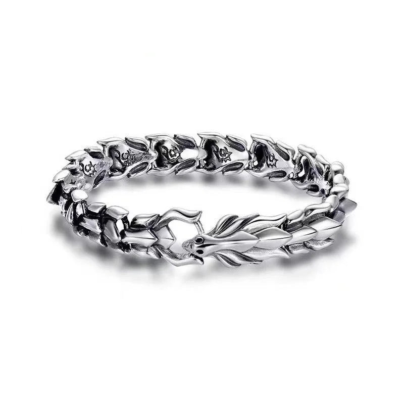 Retro Dragon Head Men's Bracelet | Punk Dragon Scale Charm