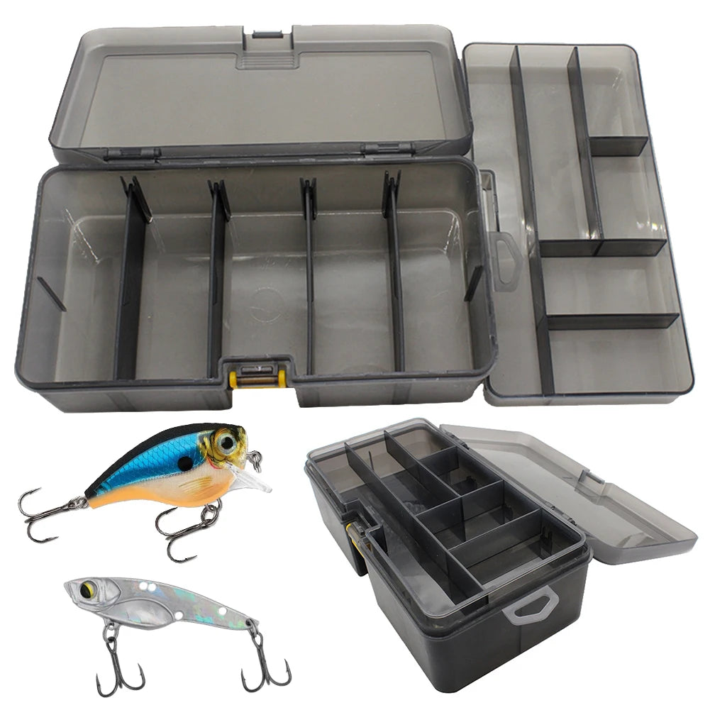 Double Layer Fishing Box Waterproof Plastic Fishing Lure Box with Adjustable Dividers Lure Hook Minnow Bait Storage Case Peaceful Pleasures Health and Wellness