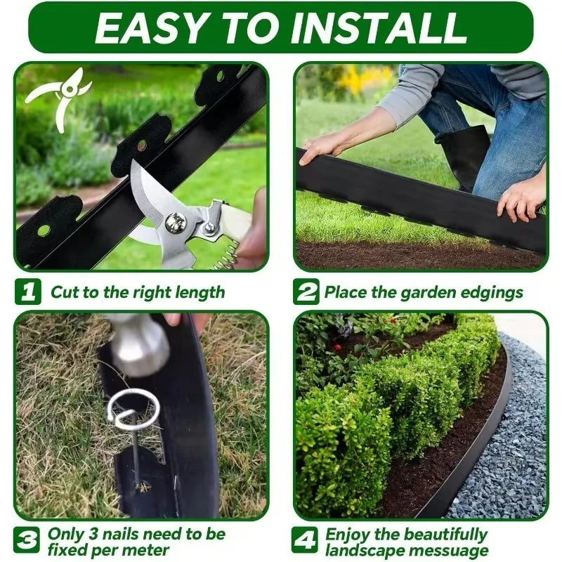 L-Shaped Garden Edging Border 10m | PE Lawn Divider 5/10cm