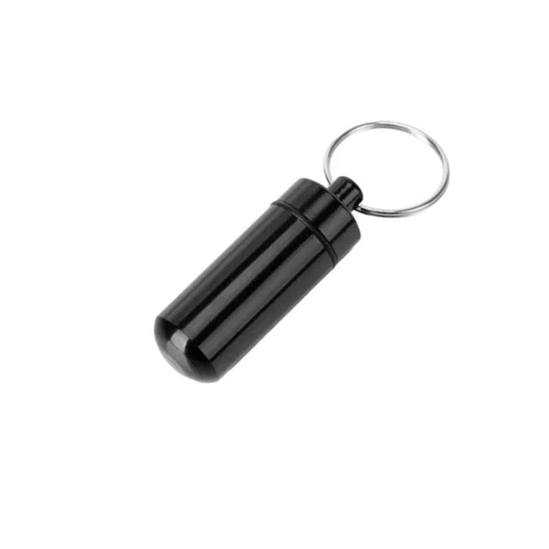 Portable Mini Waterproof Aluminum Pill Box Cases Container Organizer Storage Tablets Bottle Medicine Vitamin Pillboxs Fish Oils Peaceful Pleasures Health and Wellness Black