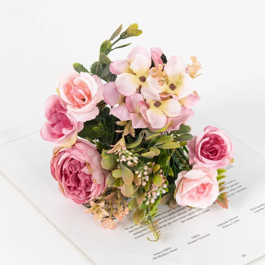 Silk Peony Hydrangea Artificial Flowers for Wedding & Home Decor